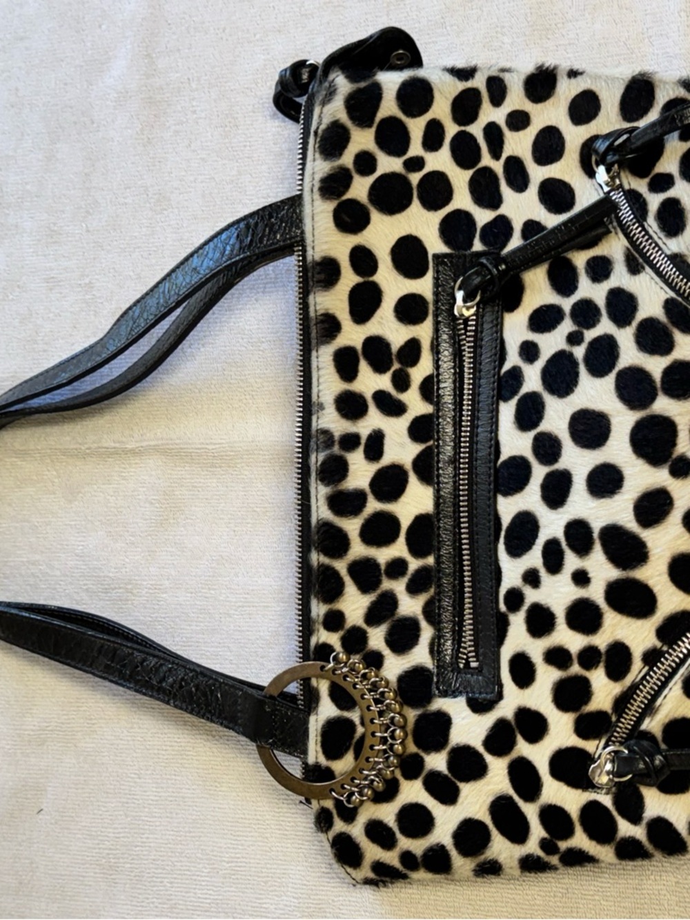 TOSCA BLU Black and White Spotted Shoulder Bag